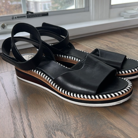 Vince Camuto Marieno black wide ankle strap leather espadrilles SZ 8.5 - Picture 3 of 11